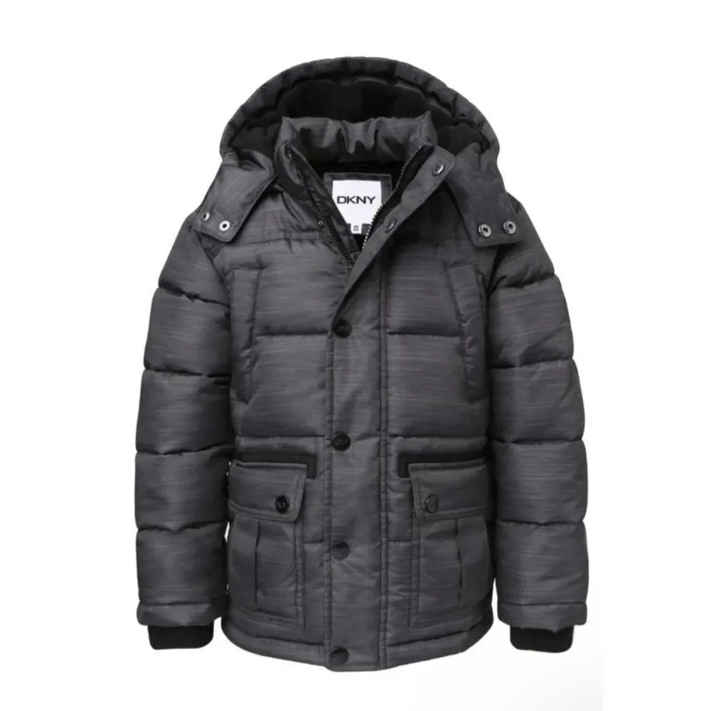 DKNY Youth Parka Size M (10-12) Quilted Coat Fleece Lining Snap Closure‎